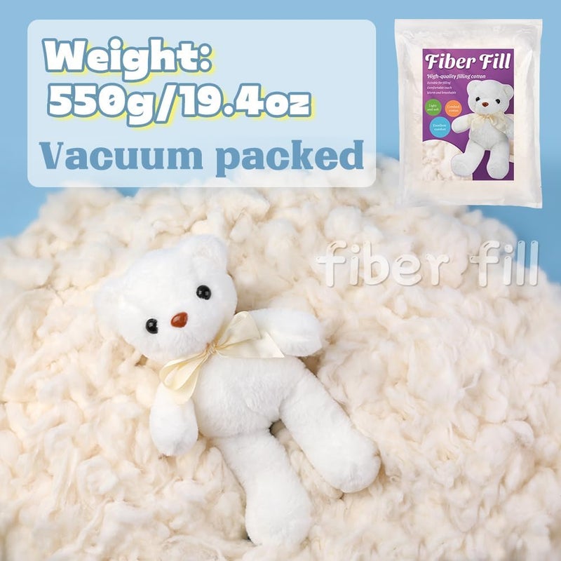 Kogyxe 19.4 oz/1.21 lb Cotton Stuffing, Natural Cotton Filling for Stuffed Animals, Stuffing for Crochet, Soft Pillow Stuffing for Crochet Animals, Cushions Stuffing DIY Crafts - Image 2